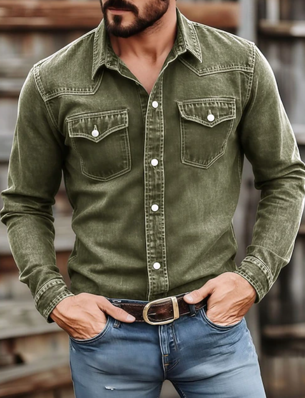 Men's long-sleeve shirt in Green