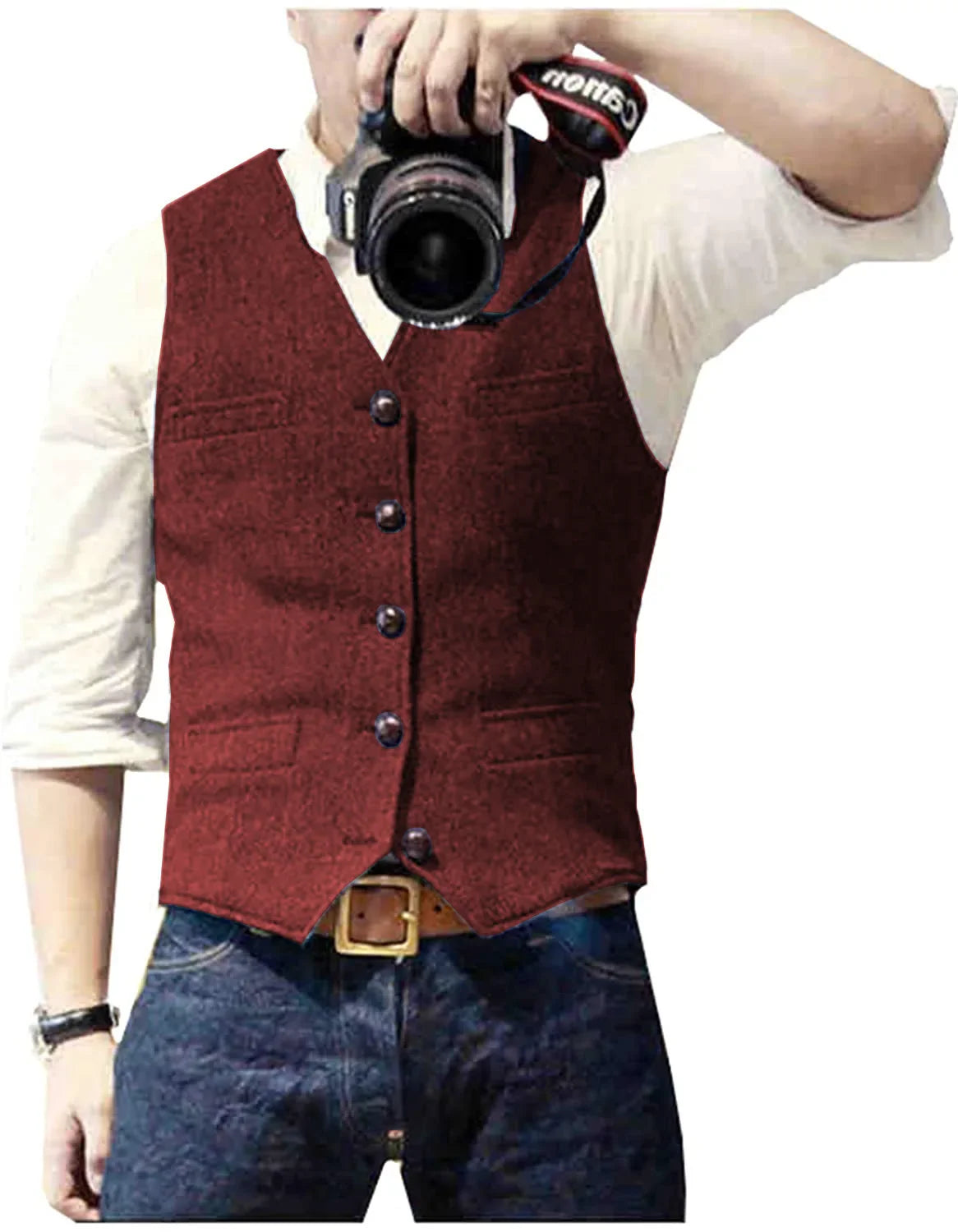 Herringbone men's waistcoat in Burgundy