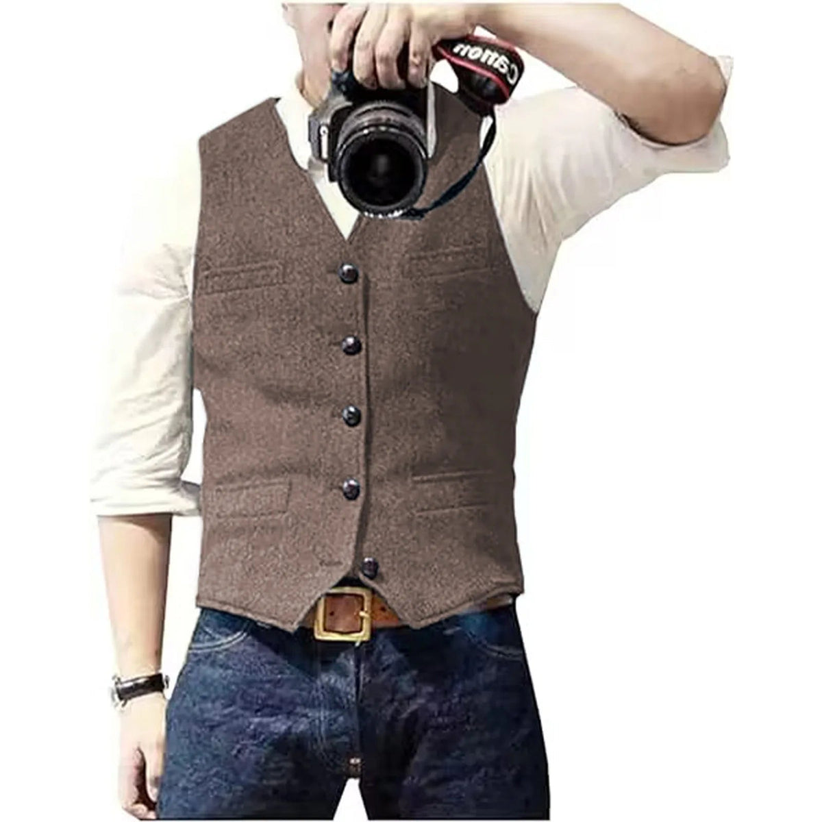Herringbone waistcoat in Light Brown