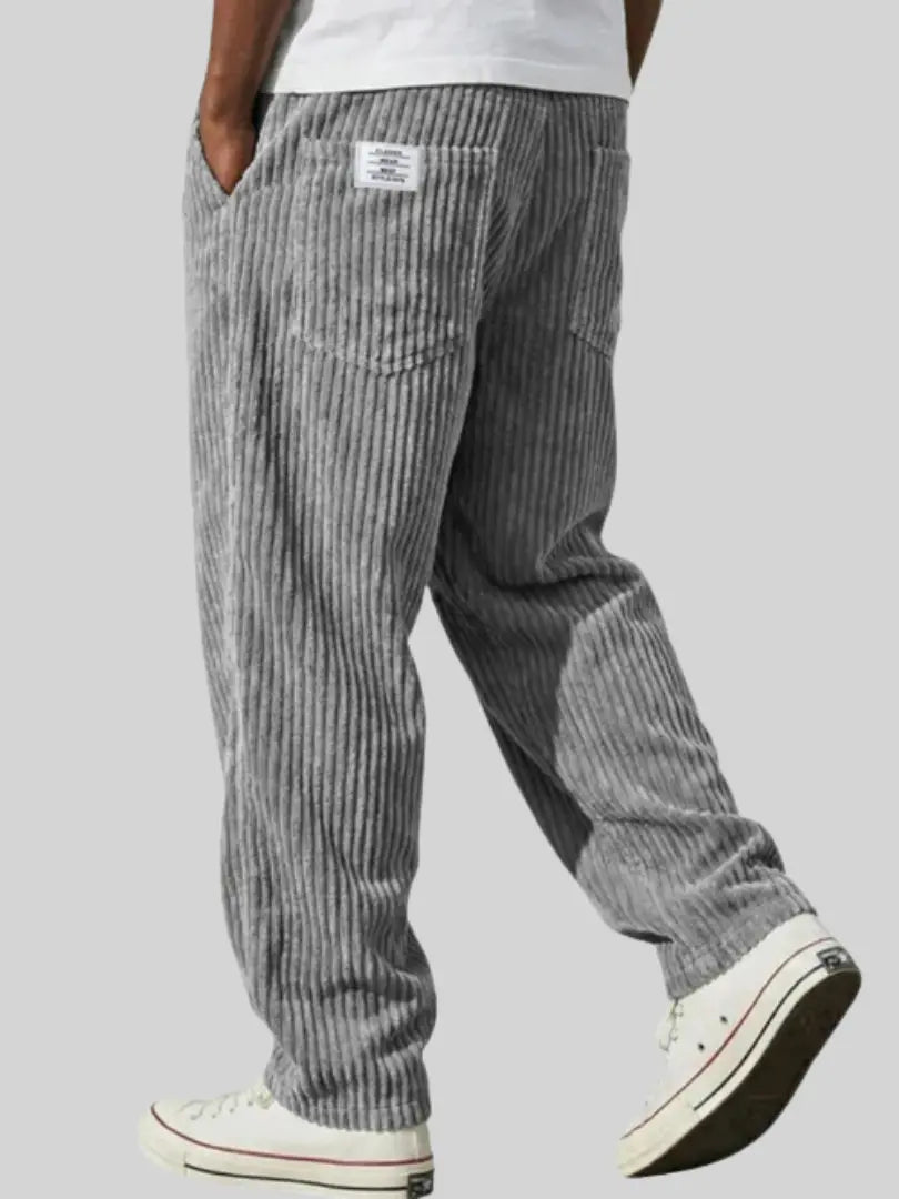 Franklin | Men's Vintage Corduroy Drawstring Trousers Grey