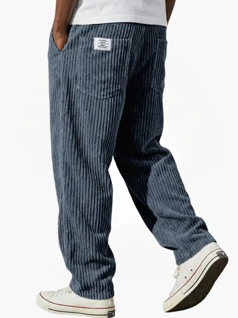 Franklin | Men's Vintage Corduroy Drawstring Trousers Blue