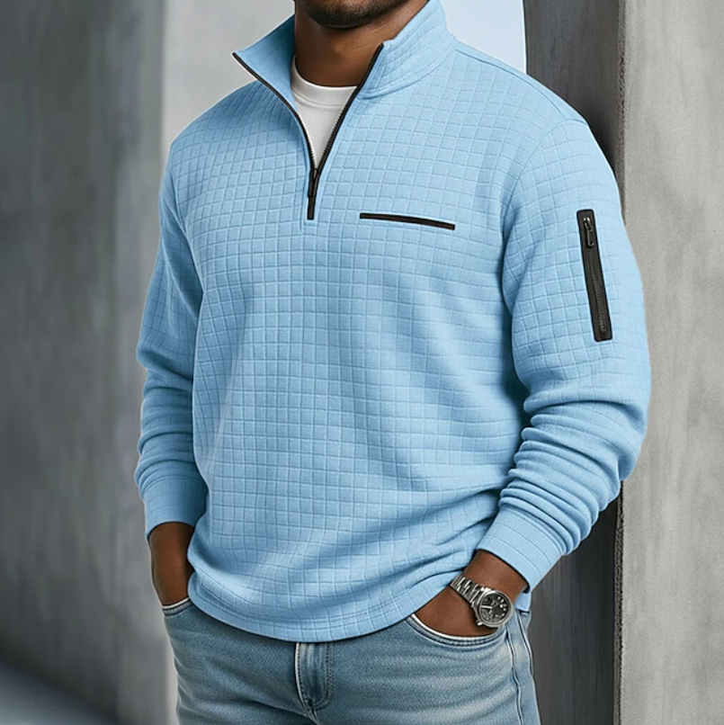 Elliot | Men's Long-Sleeve Waffle-Knit Jumper Blue