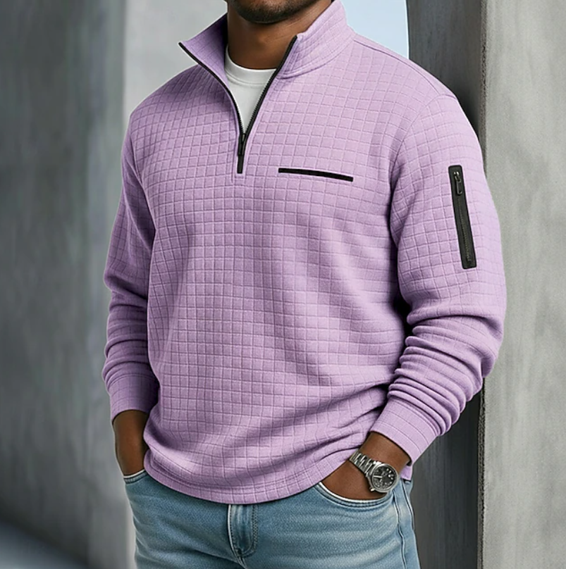 Elliot | Men's Long-Sleeve Waffle-Knit Jumper Purple