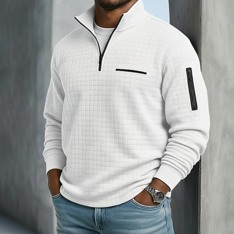 Elliot | Men's Long-Sleeve Waffle-Knit Jumper White
