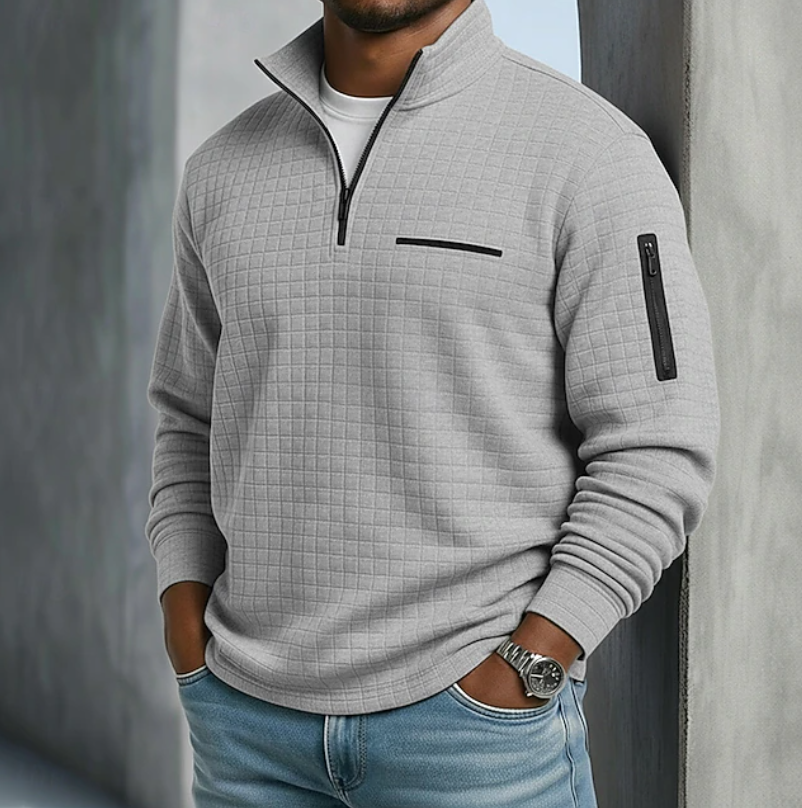 Elliot | Men's Long-Sleeve Waffle-Knit Jumper Grey