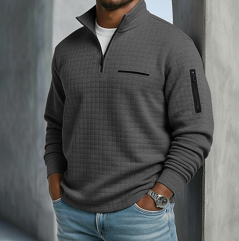 Elliot | Men's Long-Sleeve Waffle-Knit Jumper Dark Grey