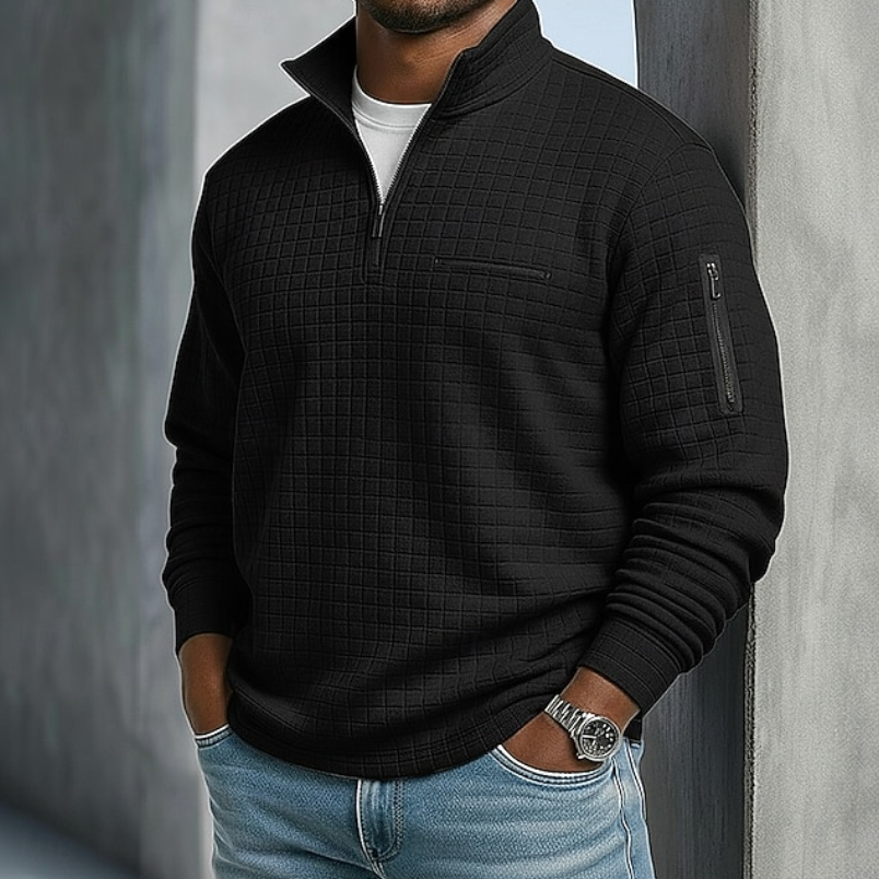 Elliot | Men's Long-Sleeve Waffle-Knit Jumper Black