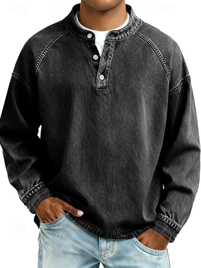 Ambrose | Men's Vintage Casual Long-Sleeve Shirt Black