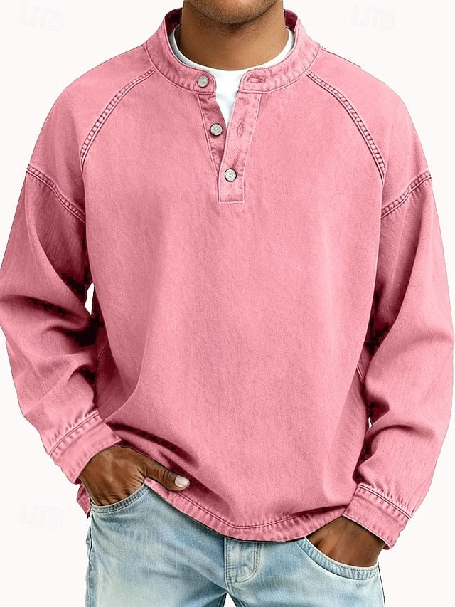 Ambrose | Men's Vintage Casual Long-Sleeve Shirt Pink