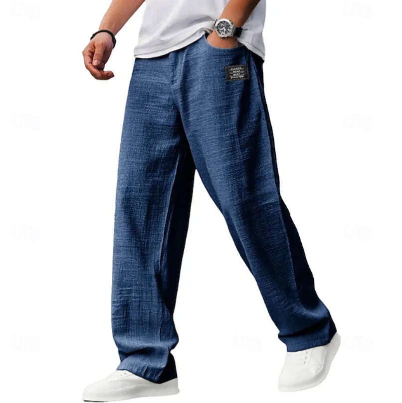 Hollis | Men's Relaxed Loose-Fit Casual Trousers Navy Blue