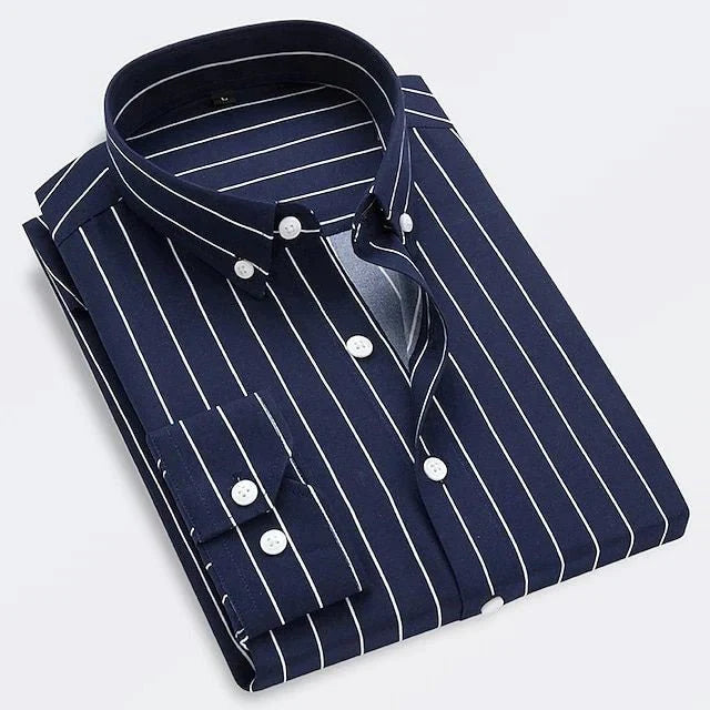 Osric | Men's Classic Striped Summer Shirt Navy Blue