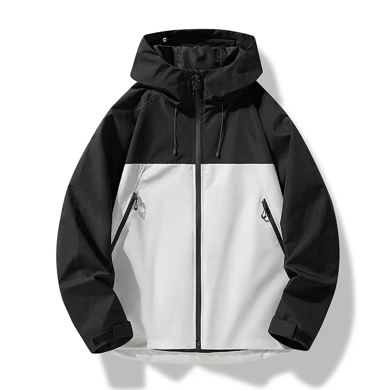 Men's Hooded Shell-Style Jacket in Black White