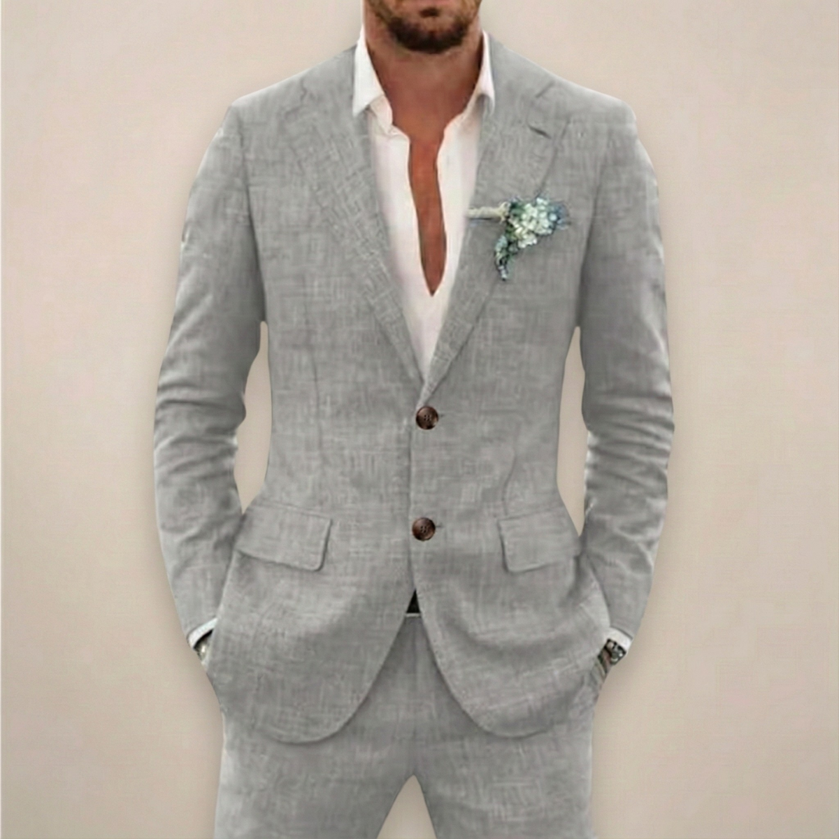 Tailored men's two-piece suit in Light Grey