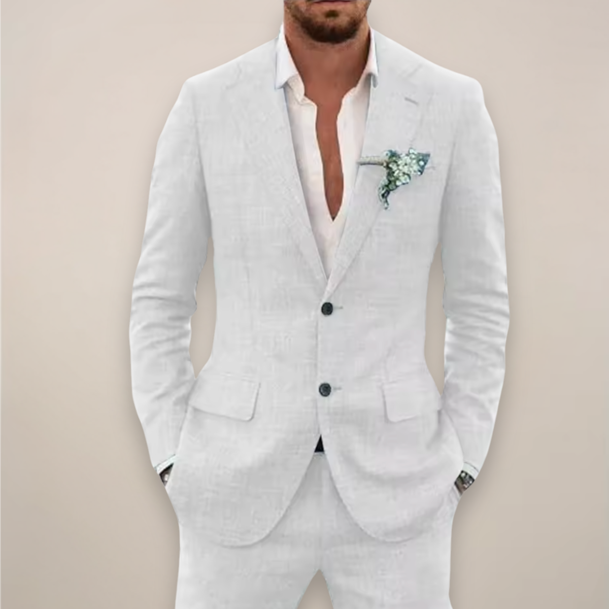 Tailored men's two-piece suit in White