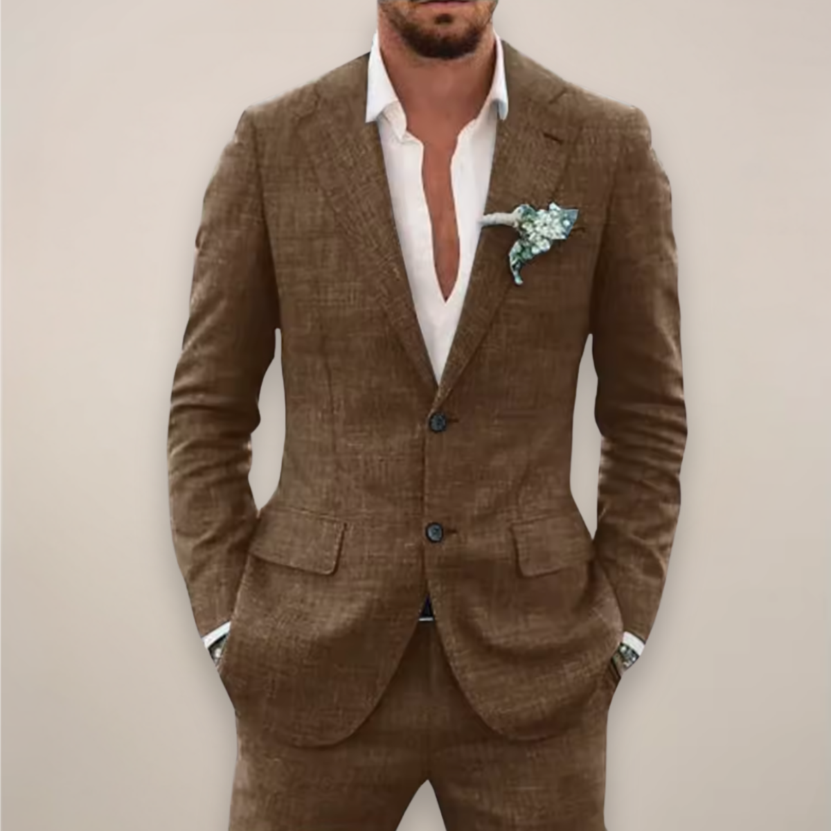 Tailored men's two-piece suit in Brown