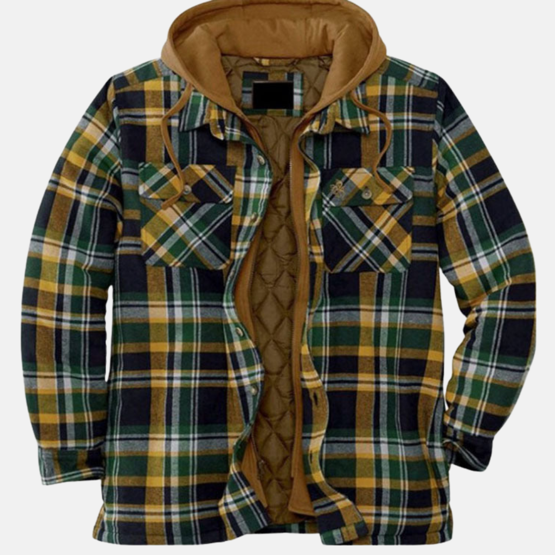 Men's hooded plaid jacket in Green