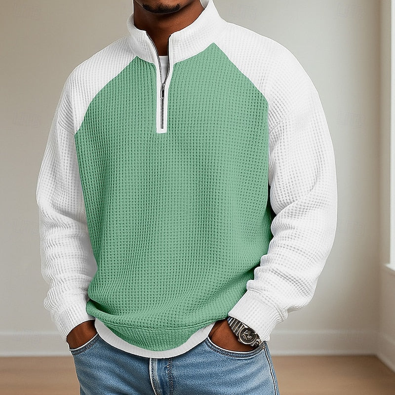 Men's Textured Stand-Collar Quarter-Zip Jumper original product view 2