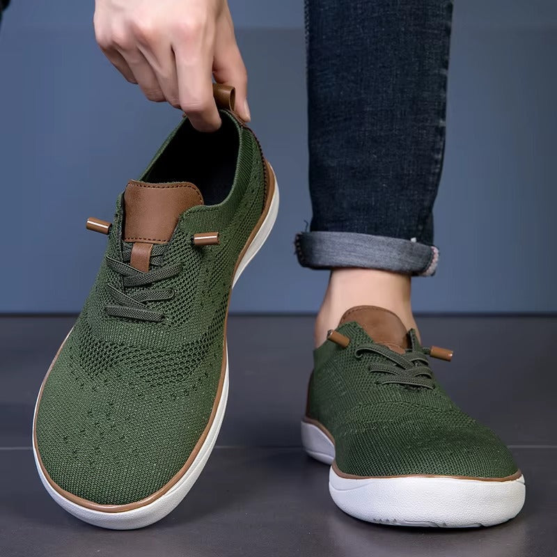 Men's Wide Fit Walking Shoes Knitted Slip On Cushioned Trainers