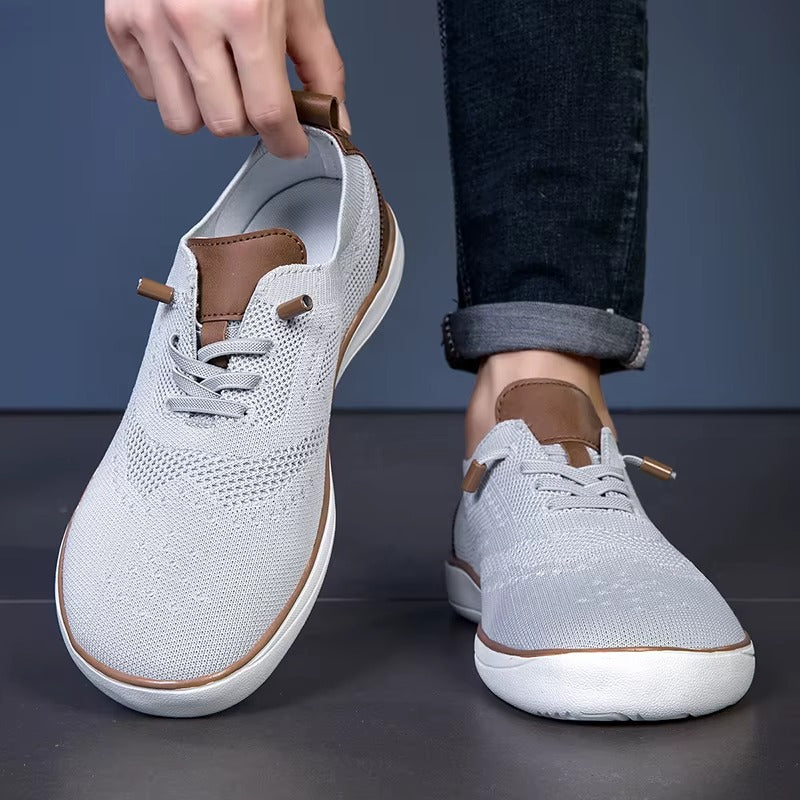 Men's Wide Fit Walking Shoes Knitted Slip On Cushioned Trainers
