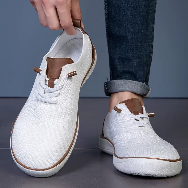 Men's Wide Fit Walking Shoes Knitted Slip On Cushioned Trainers