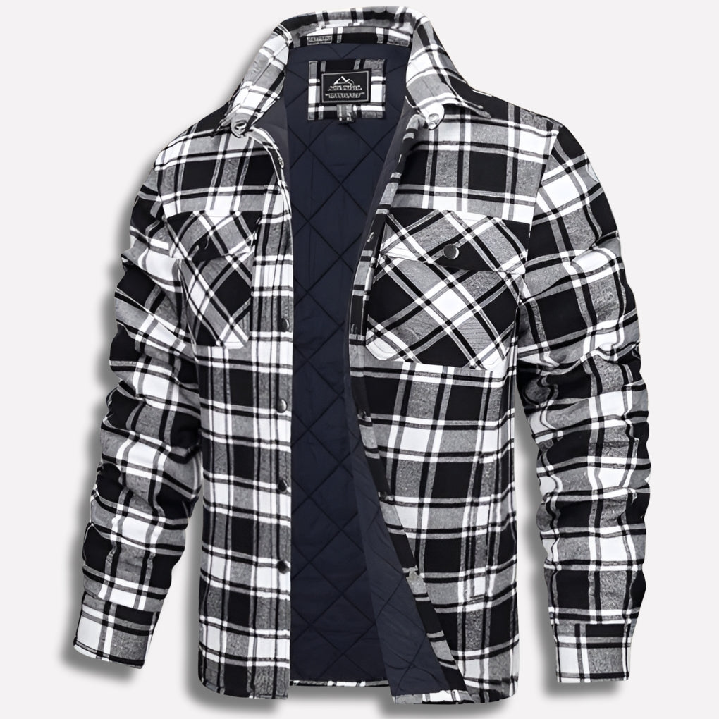 Men's Flannel-Style Lumberjack Shirt Jacket Checked Quilted Lined