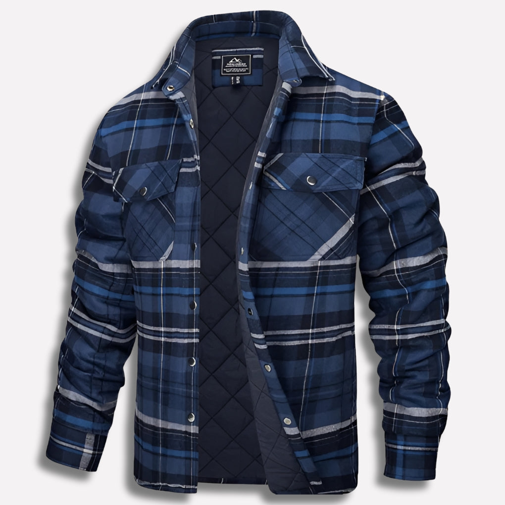 Men's Flannel-Style Lumberjack Shirt Jacket Checked Quilted Lined