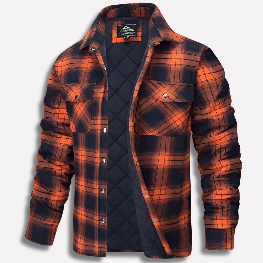 Men's Flannel-Style Lumberjack Shirt Jacket Checked Quilted Lined
