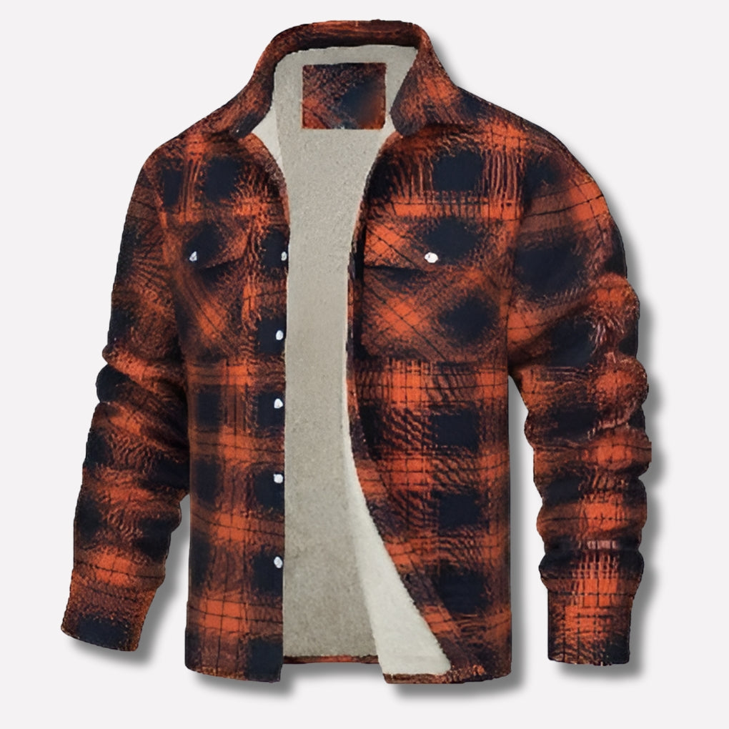 Men's Flannel-Style Lumberjack Shirt Jacket Checked Quilted Lined
