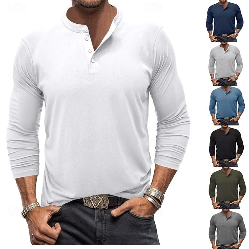 Men's Classic Long-Sleeve Henley Top original product view 8
