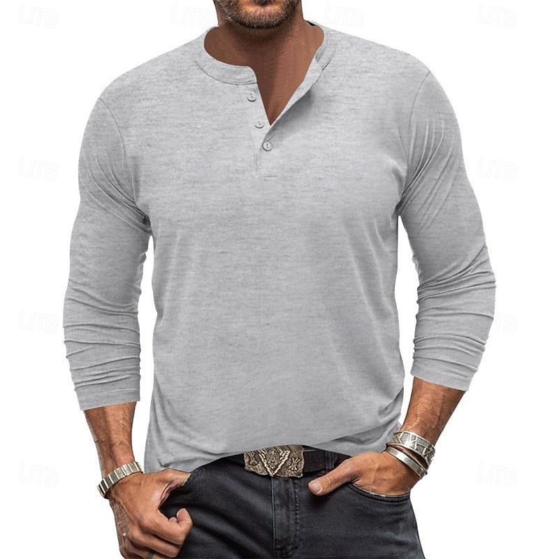 Men's Classic Long-Sleeve Henley Top original product view 2