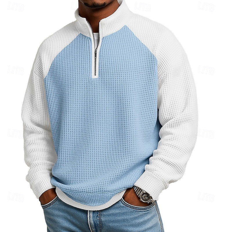 Men's Textured Stand-Collar Quarter-Zip Jumper original product view 8