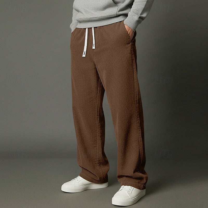 Menâs Relaxed Fit Trousers with Drawstring Elastic Waist