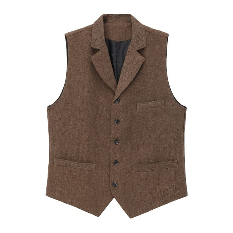 Men's Single-Breasted Herringbone Waistcoat original product view 8