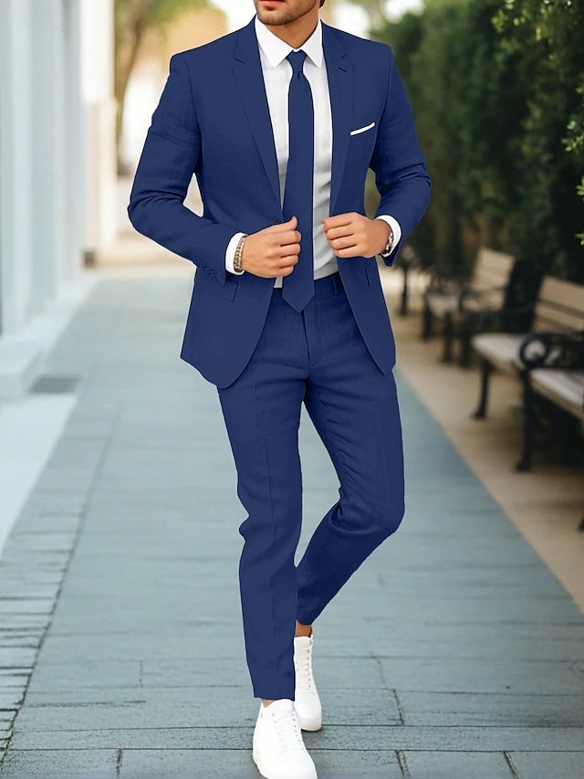 Men's Linen Suit Slim Fit Summer Tailored