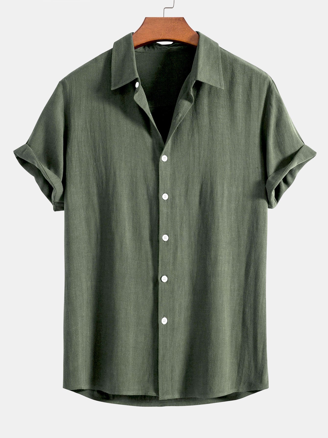 Men's Shirt Linen Blend Camp Collar Short Sleeve