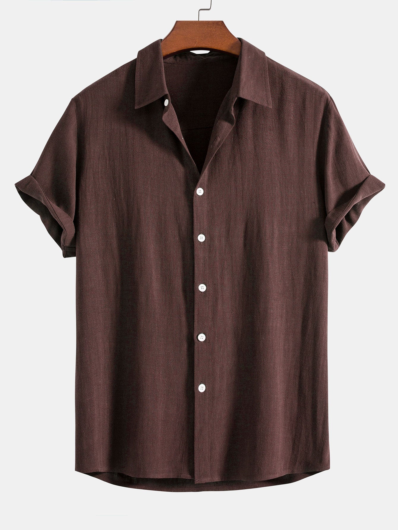 Men's Shirt Linen Blend Camp Collar Short Sleeve