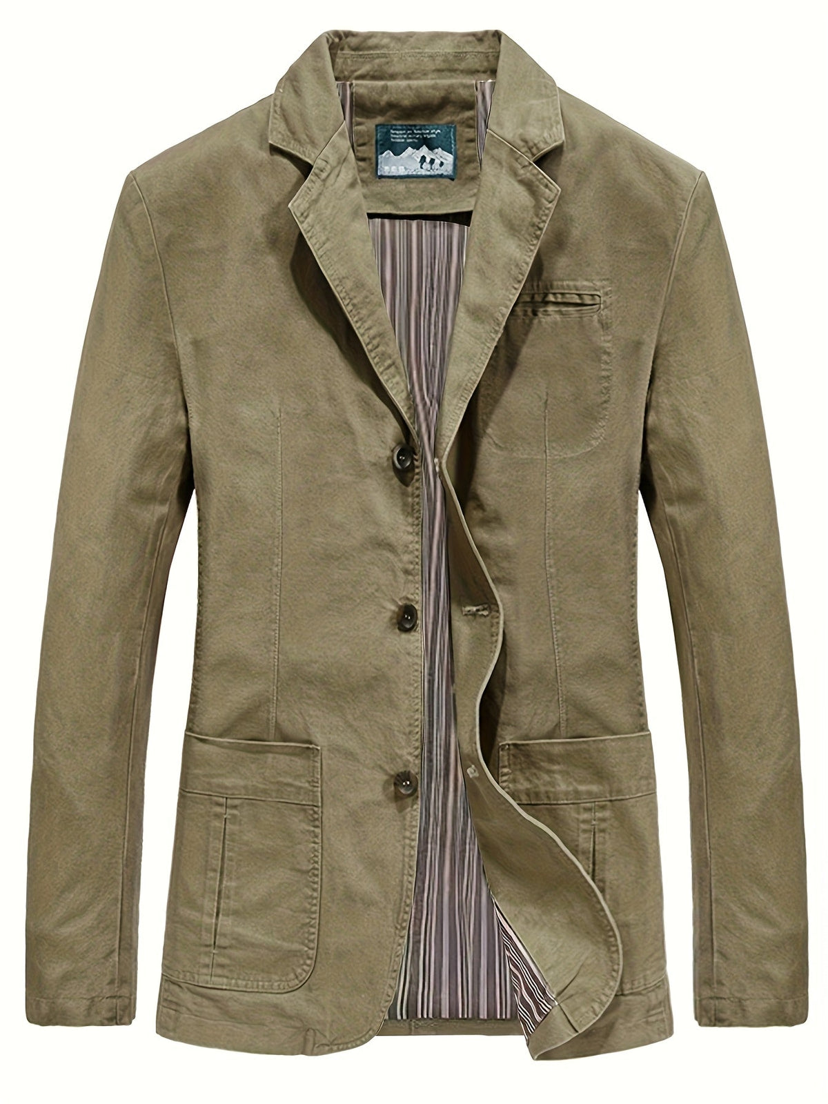 Men's Unstructured Cotton Blazer Notch Lapel Casual Workwear Jacket