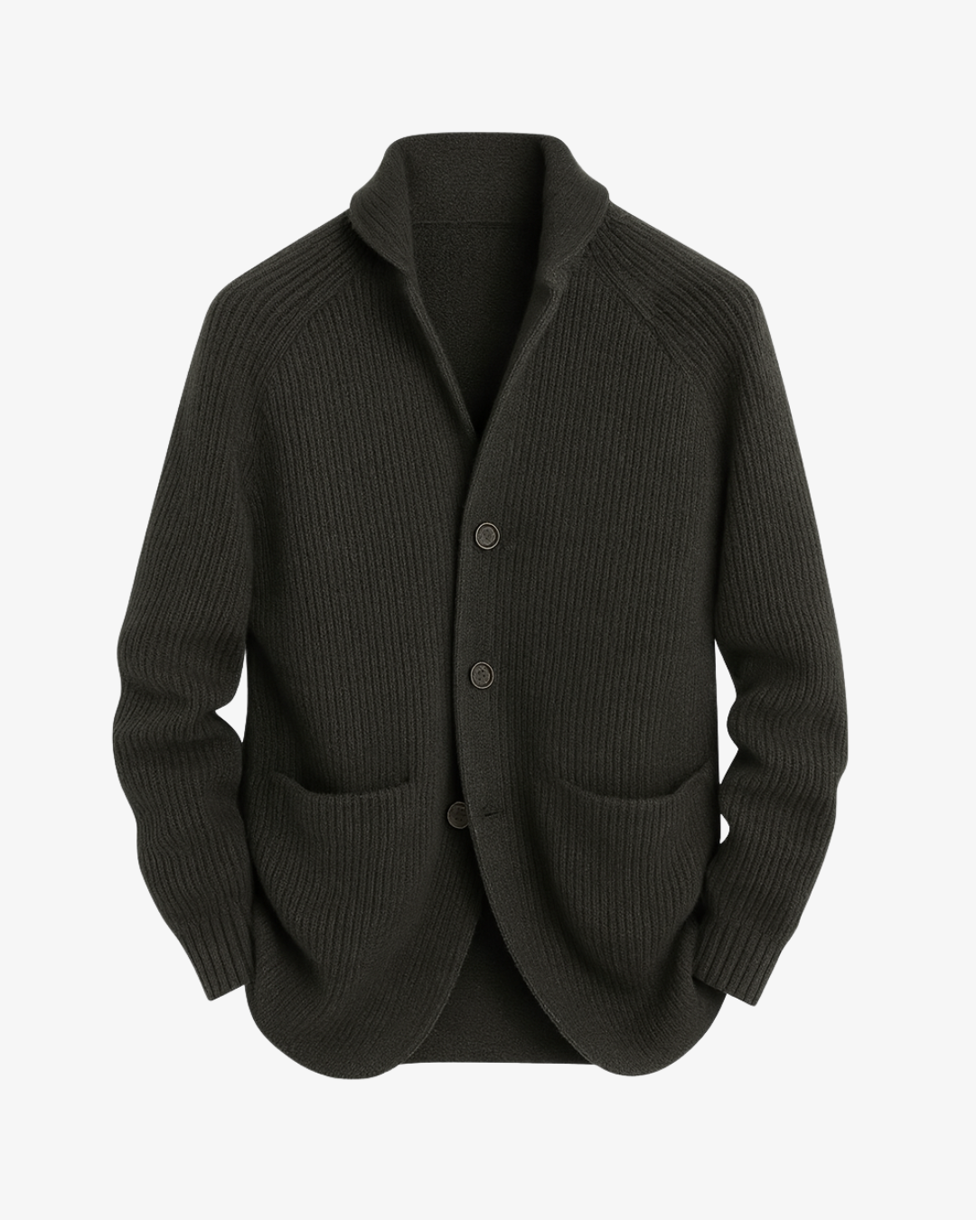 Roderick | Men's Shawl Collar Ribbed Cardigan with Button Front