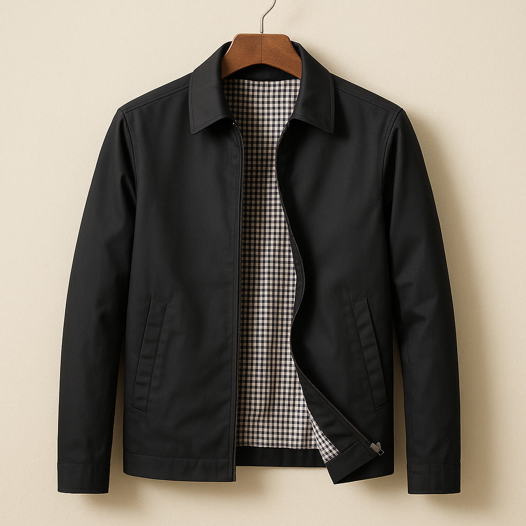 Jacket Harrington Zip Up Point Collar Checked Lining