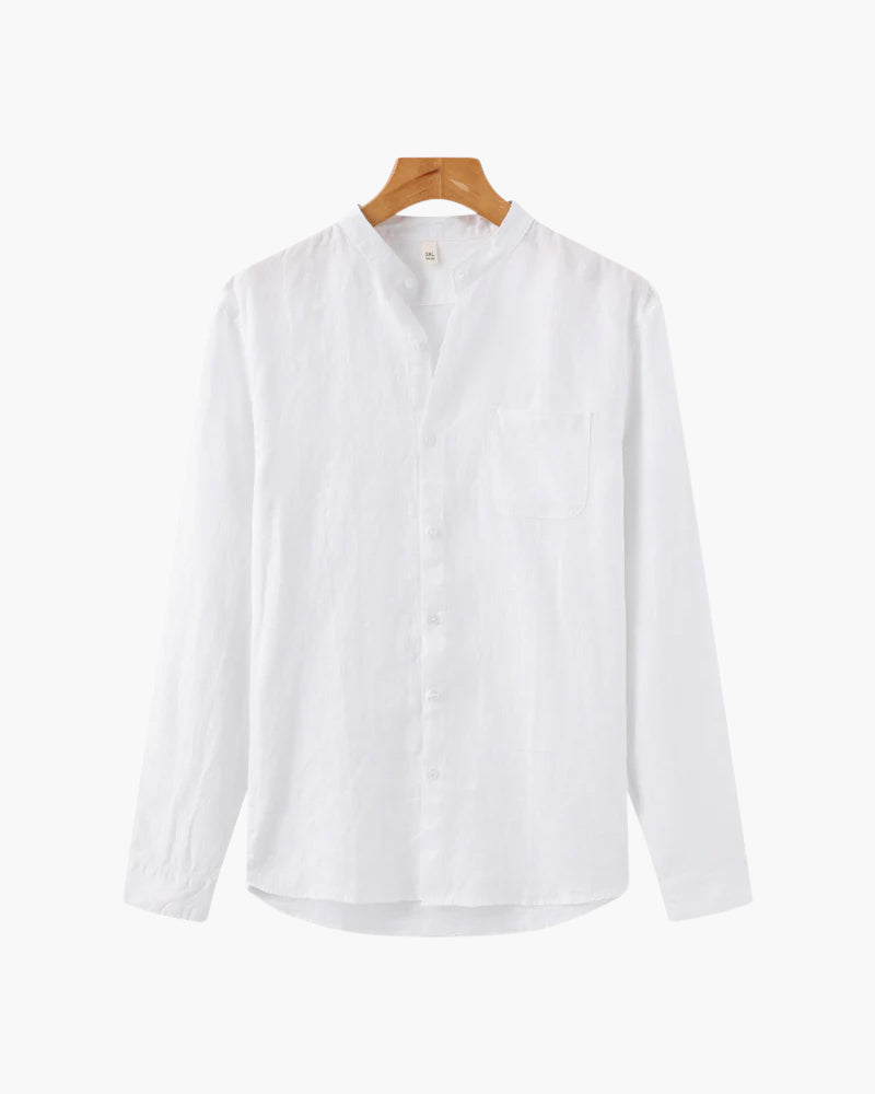Linen Shirt Men Long Sleeve Casual Button Up Summer Shirt