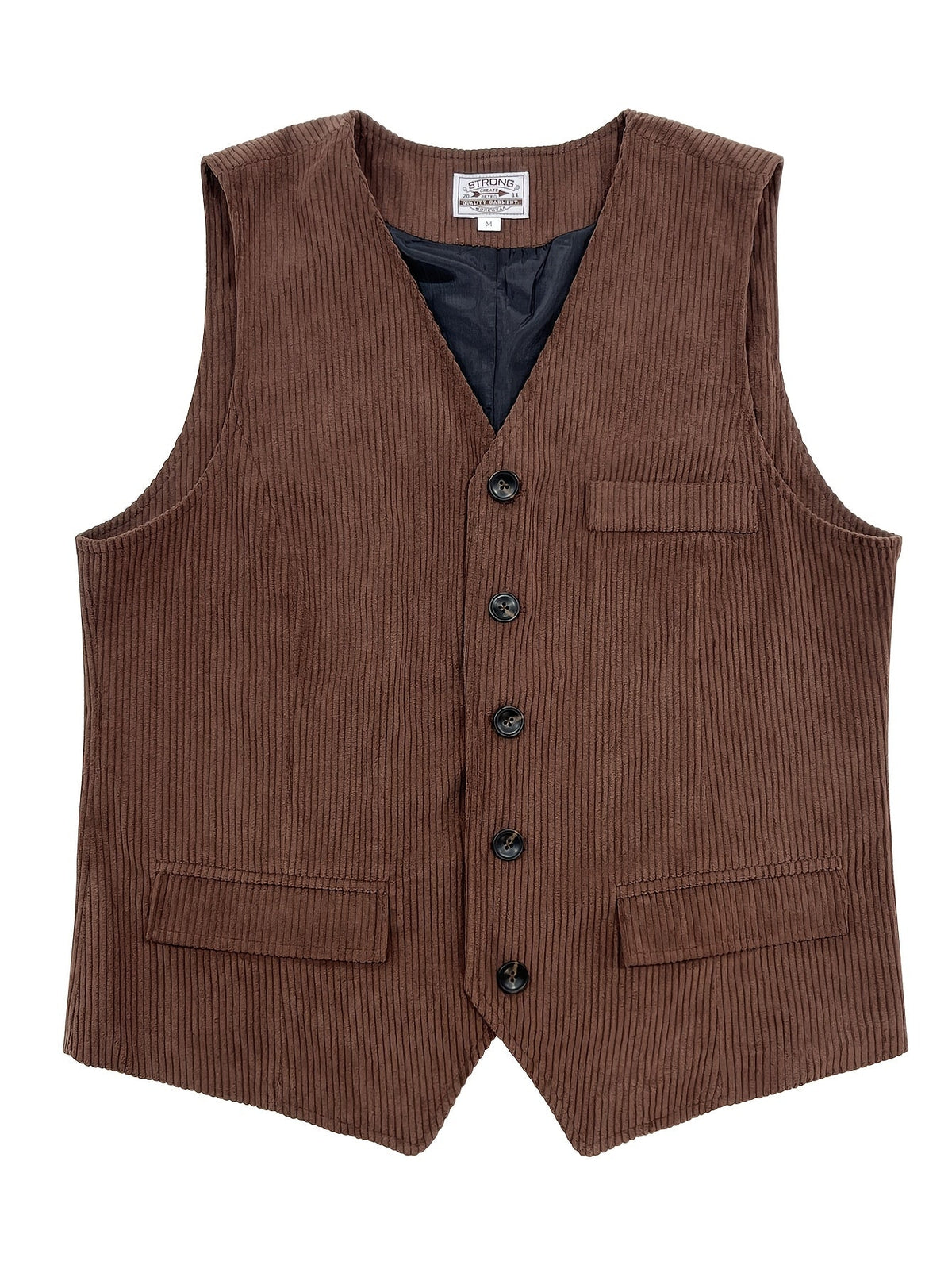 Men's Vest V Neck Button Front Textured Vintage Style