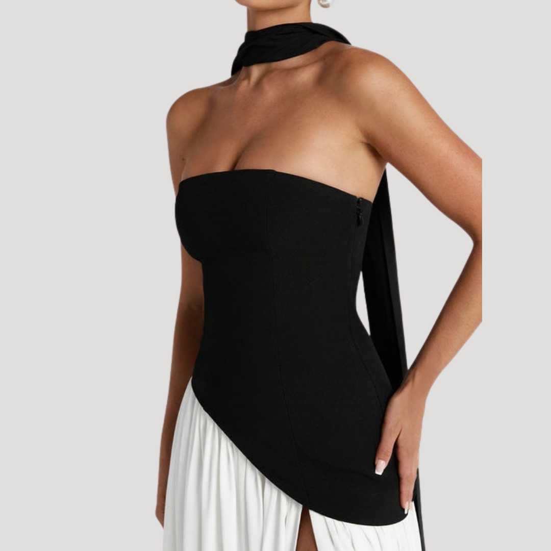 Halter Neck Maxi Dress Women Elegant Slit Formal Evening Dress