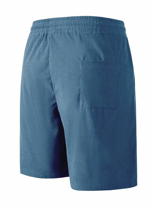 Shorts à cordon côtelés pour hommes, tissu extensible, coupe décontractée, mi-cuisse, décontracté