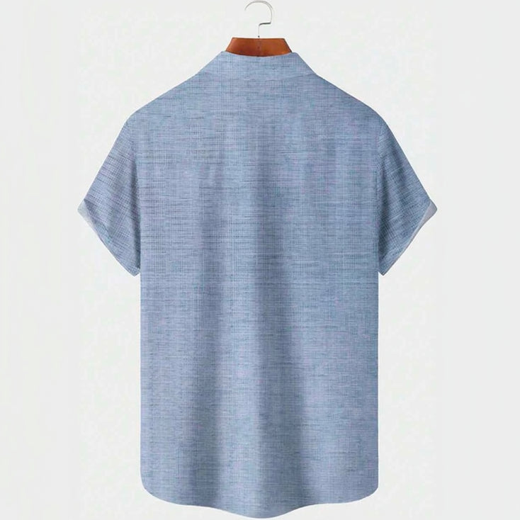 Men’s Baby Blue Short Sleeve Shirt with Button Front