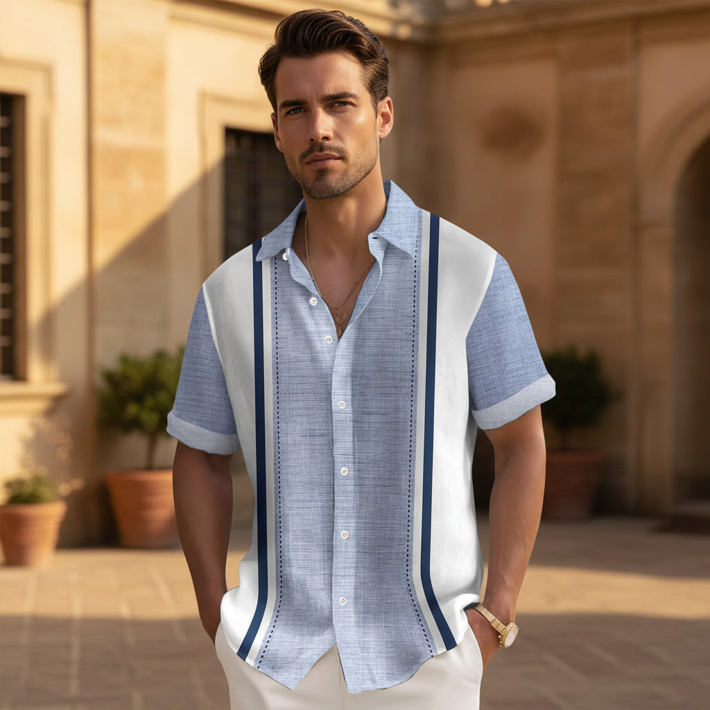 Men’s Baby Blue Short Sleeve Shirt with Button Front