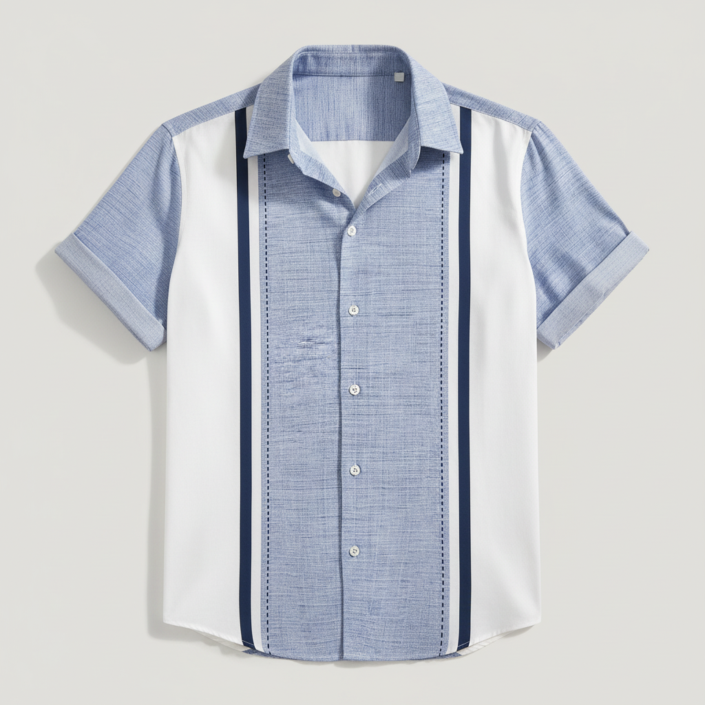 Men’s Baby Blue Short Sleeve Shirt with Button Front