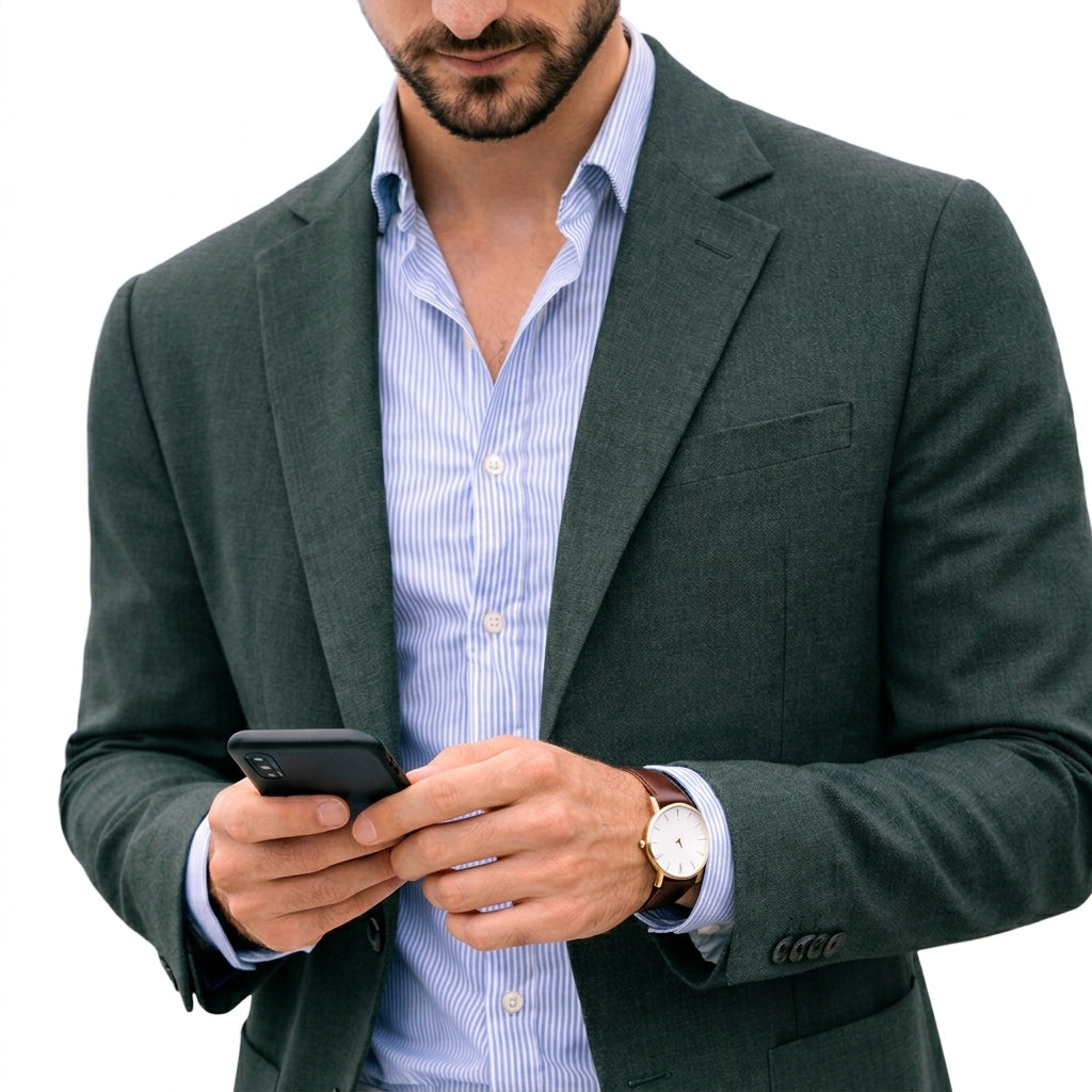 Men's Knit Blazer Notch Lapel Single Button Tailored Fit Smart Casual
