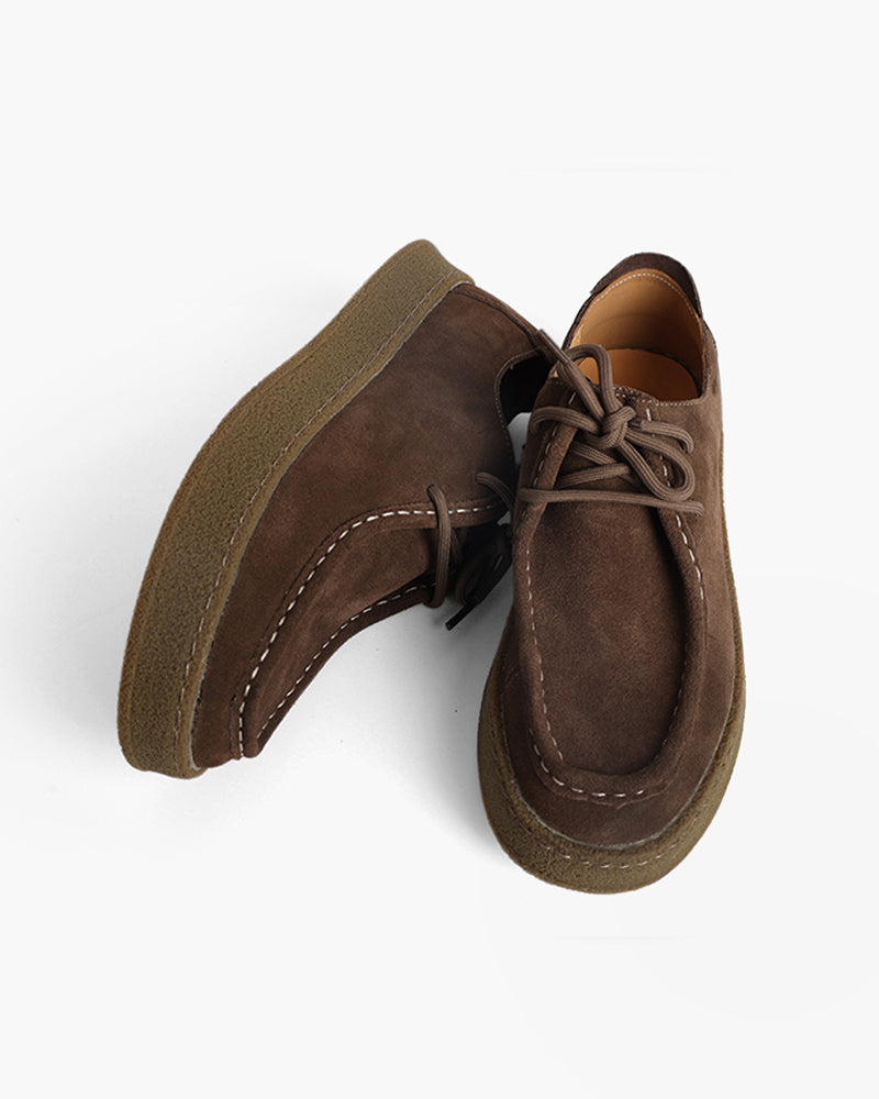 Shoe Suede Lace Up Rubber Sole