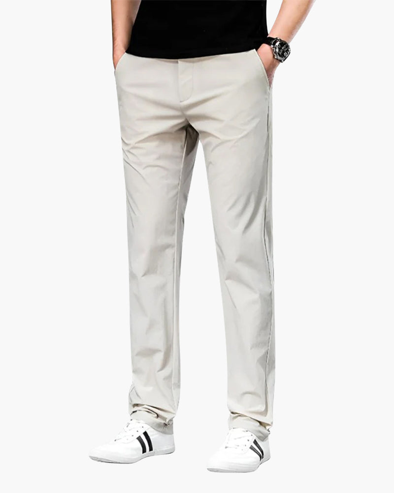 Chino Trousers Cotton Stretch Straight Loose Fit