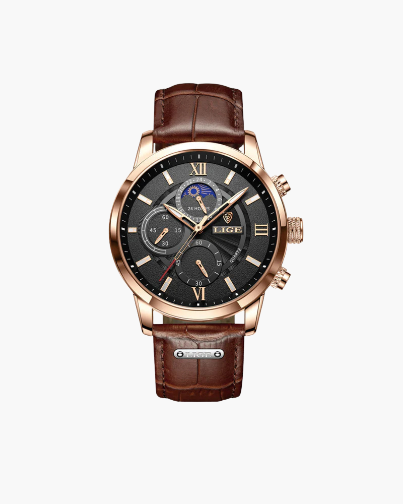 Watch Leather Strap Quartz Waterproof